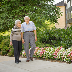 residents on a walk outside