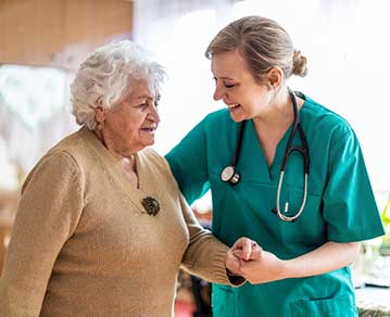 medical staff with a resident